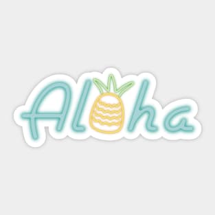 Retro Vintage Neon Sign Aloha Pineapple Sticker